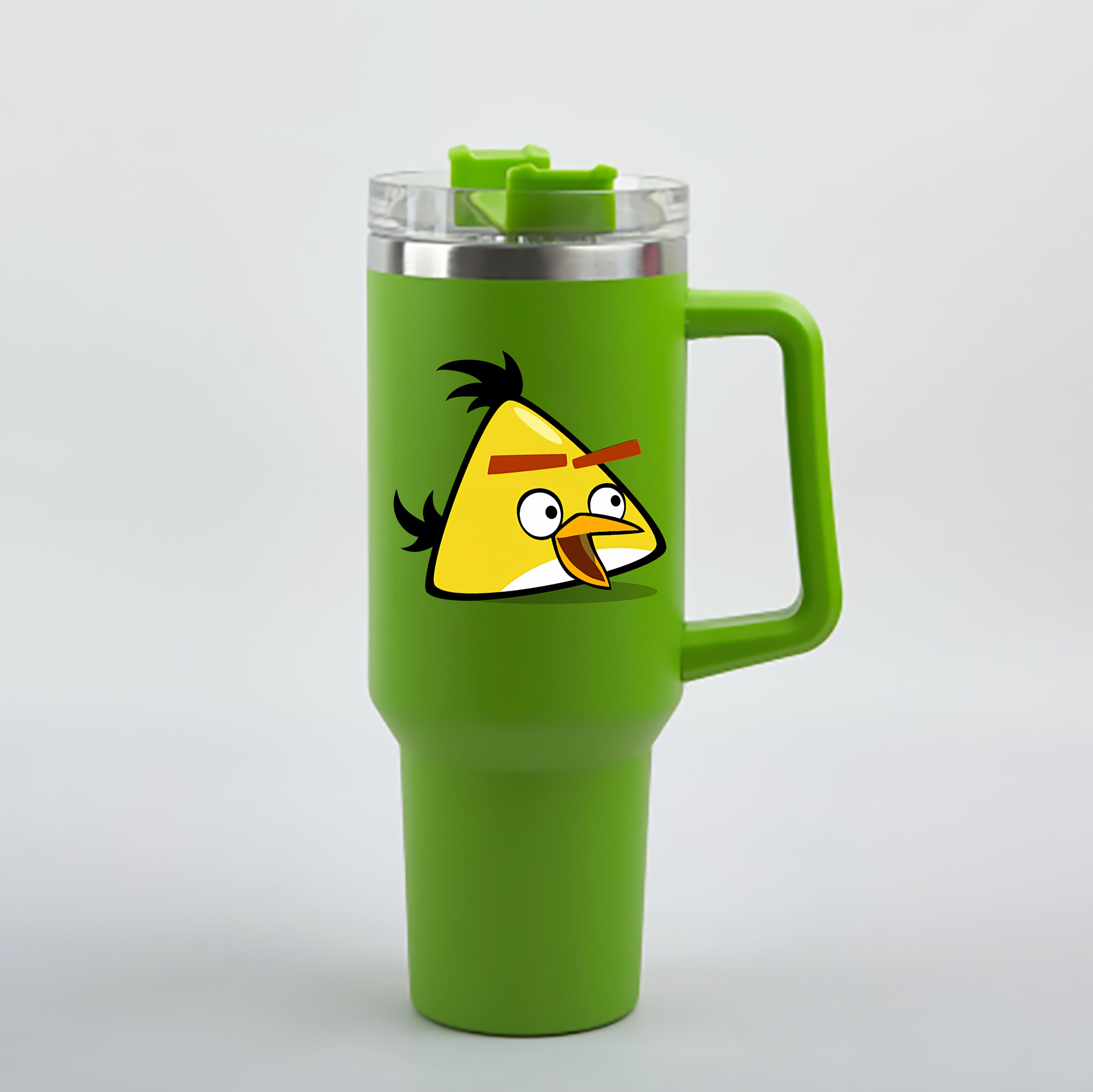 （画像用） Angry Birds アングリーバード 1200mL車用タンブラー - クリスタルステッカー（プラスチックストロー付き）